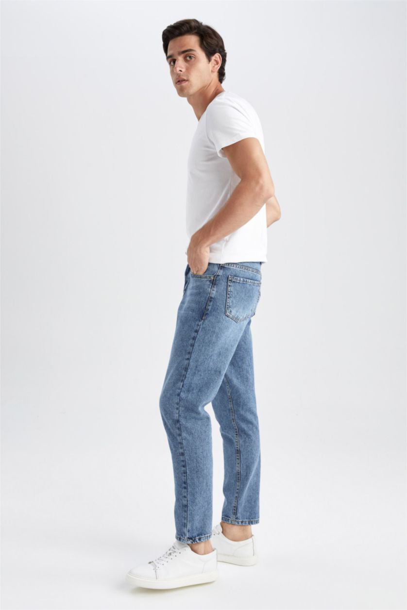 رجال أزرق بنطلون جينز 90’S قصة ضيقة مستدام