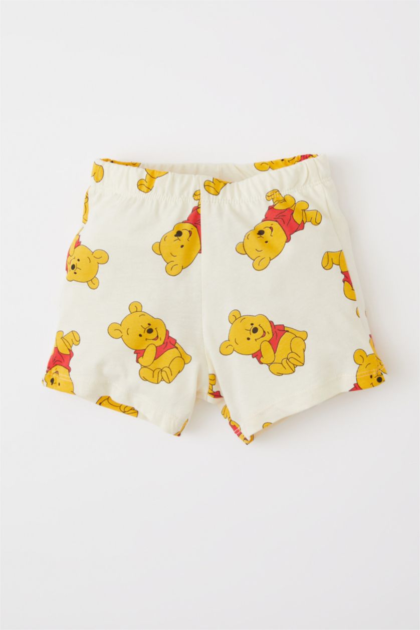 Baby Boy Beige Baby Boy Winnie The Pooh Licensed Regular Fit Cotton T-Shirt Shorts Pajamas Set
