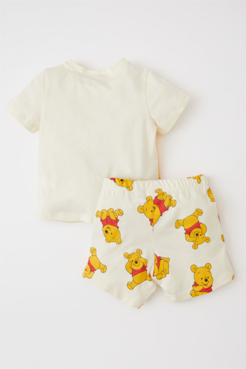 Baby Boy Beige Baby Boy Winnie The Pooh Licensed Regular Fit Cotton T-Shirt Shorts Pajamas Set