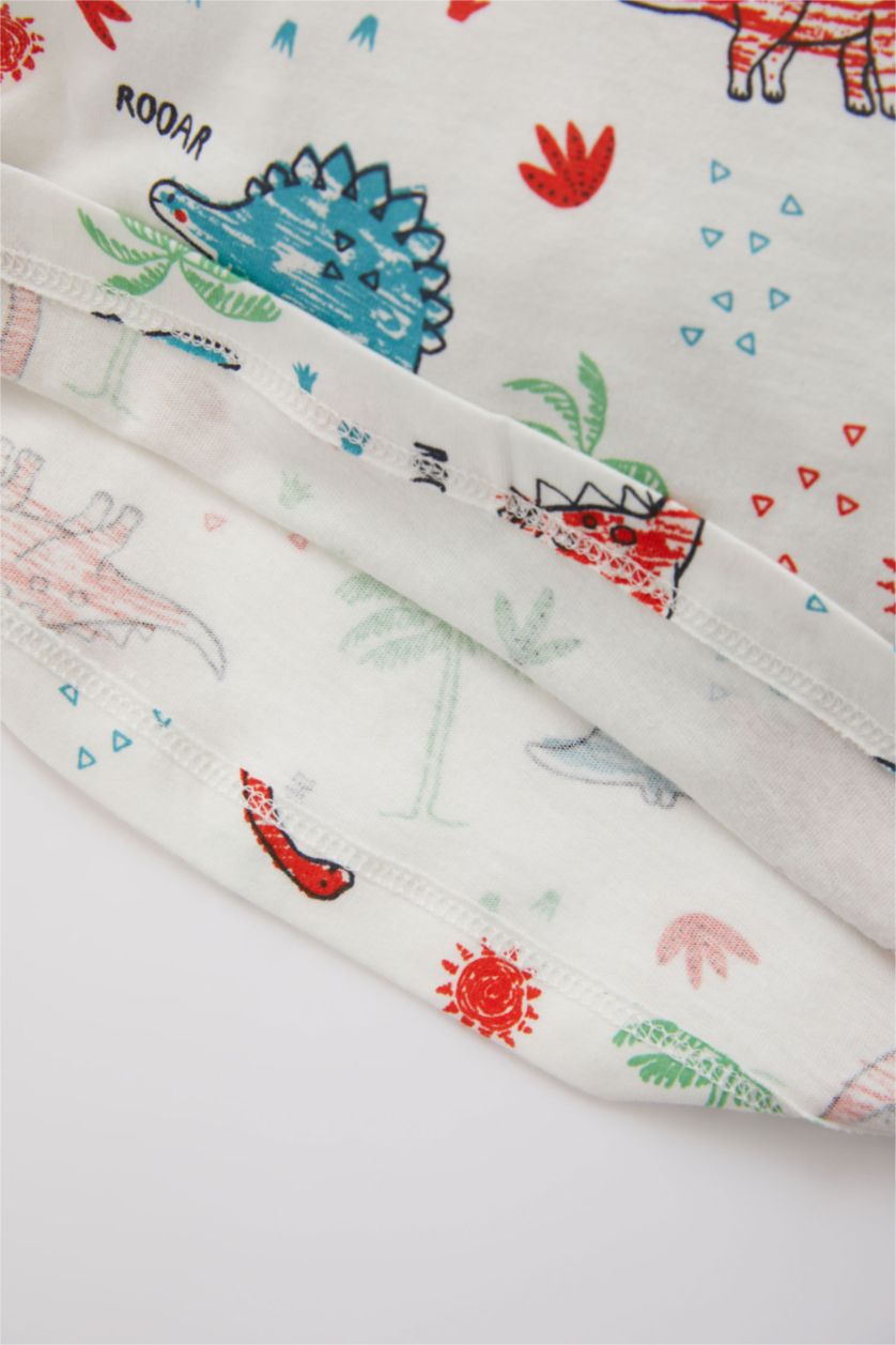 BABY BOY Ecru Baby Boy Patterned T-Shirt Athlete Shorts Pajamas Set