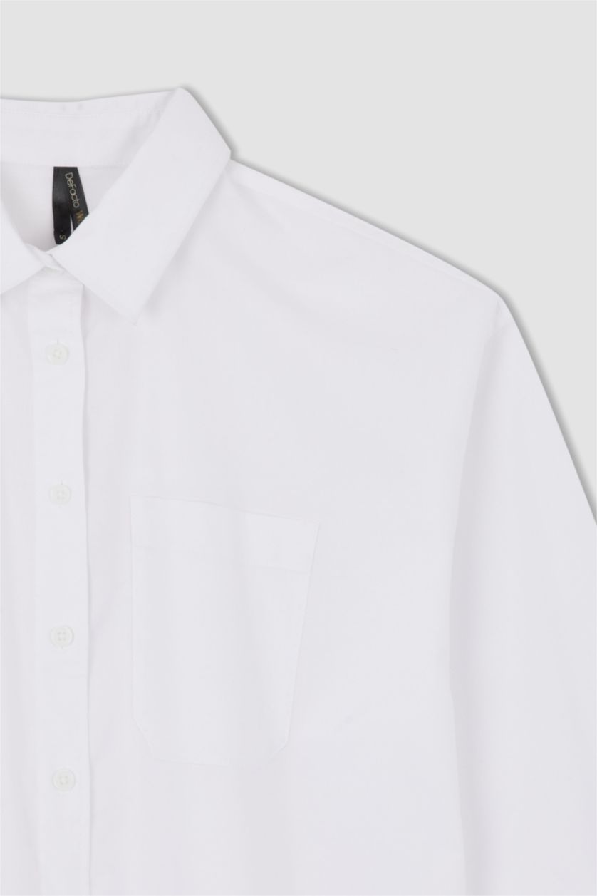 FEMME Écru Tunique À Manches Longues En Popeline Coupe Décontractée