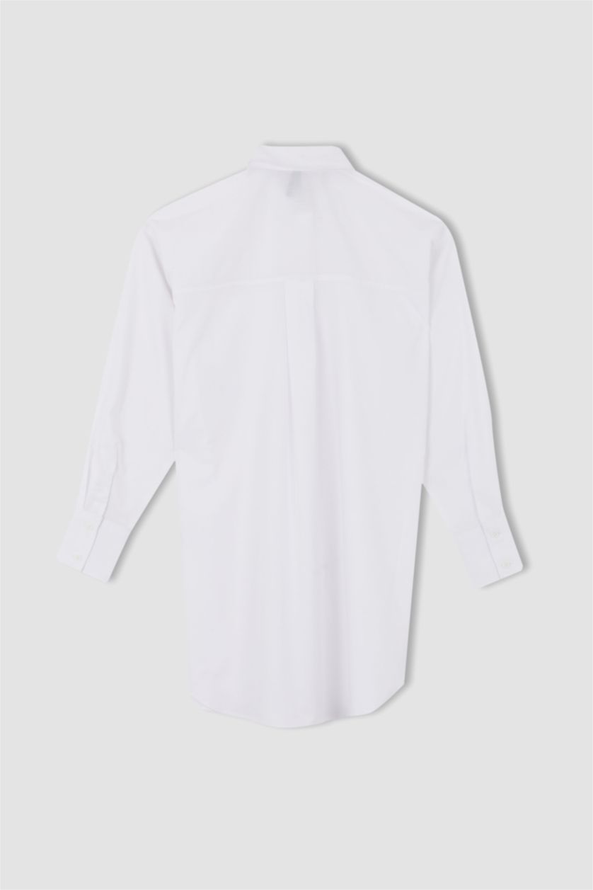 FEMME Écru Tunique À Manches Longues En Popeline Coupe Décontractée