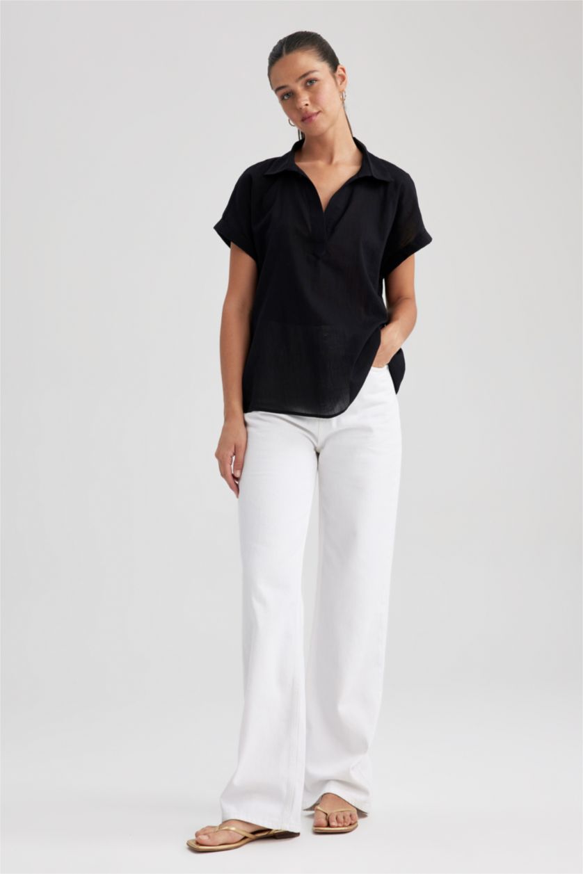 WOMAN Black Regular Fit Voile