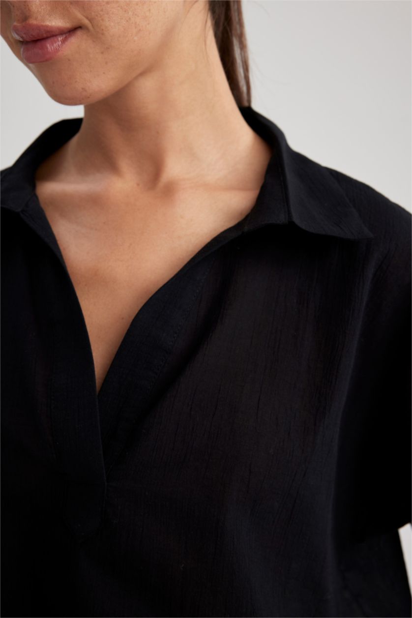WOMAN Black Regular Fit Voile