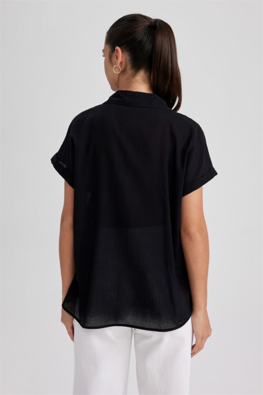 WOMAN Black Regular Fit Voile