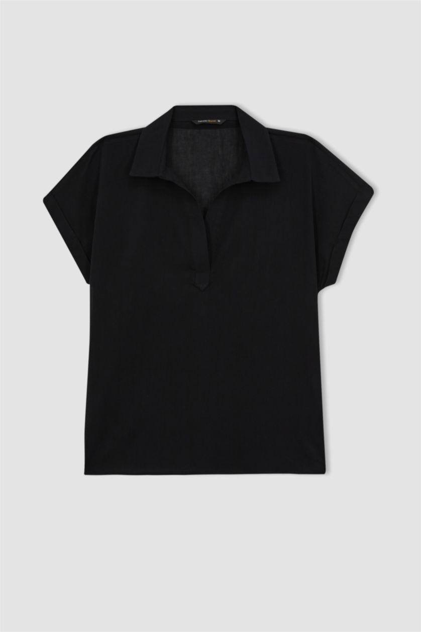 WOMAN Black Regular Fit Voile