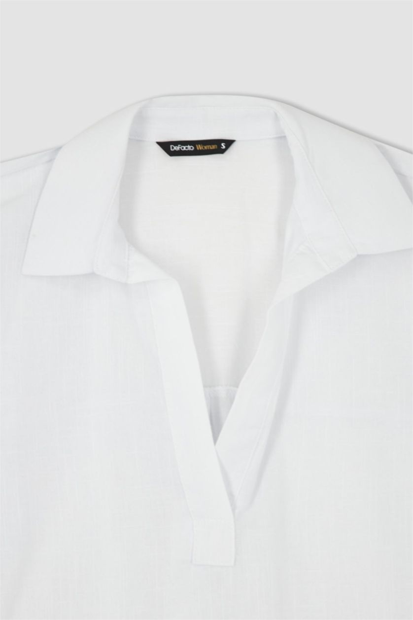 FEMME Blanc Chemisiers à manches longues Coupe large Col En V