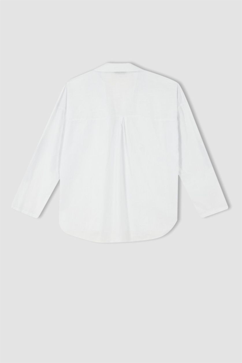 FEMME Blanc Chemisiers à manches longues Coupe large Col En V