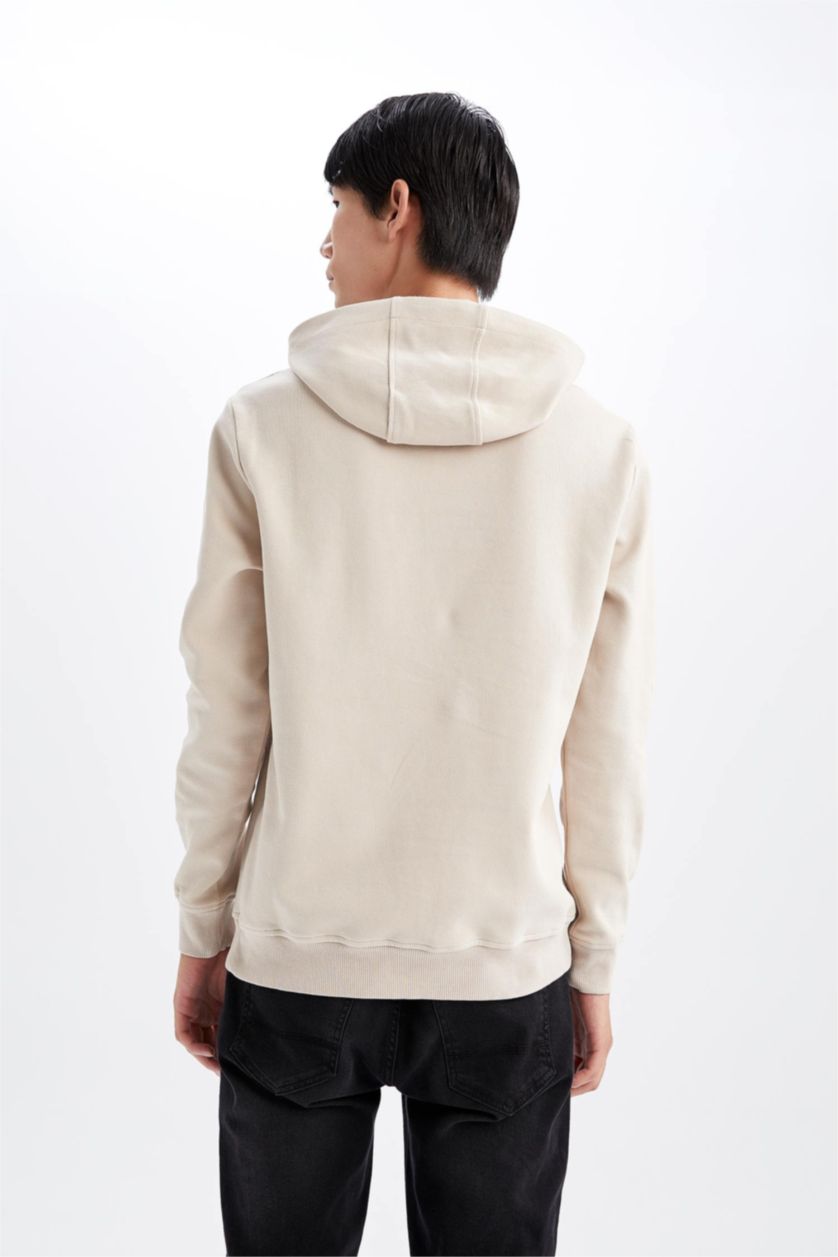 HOMME Beige Sweat-shirt à manches longues et col ras du cou coupe slim