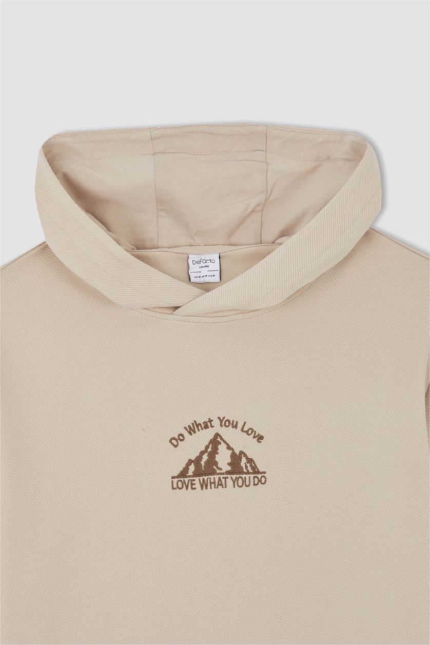 HOMME Beige Sweat-shirt à manches longues et col ras du cou coupe slim