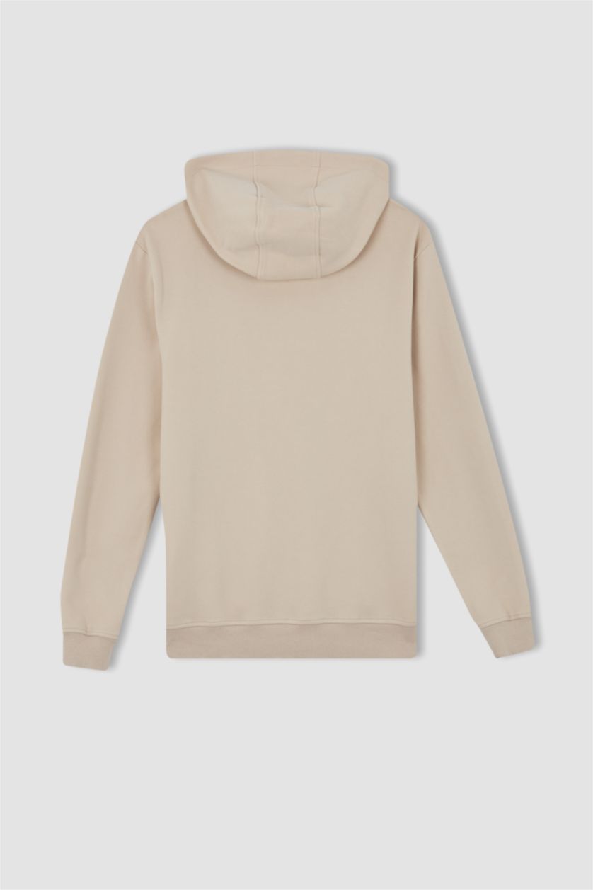 HOMME Beige Sweat-shirt à manches longues et col ras du cou coupe slim