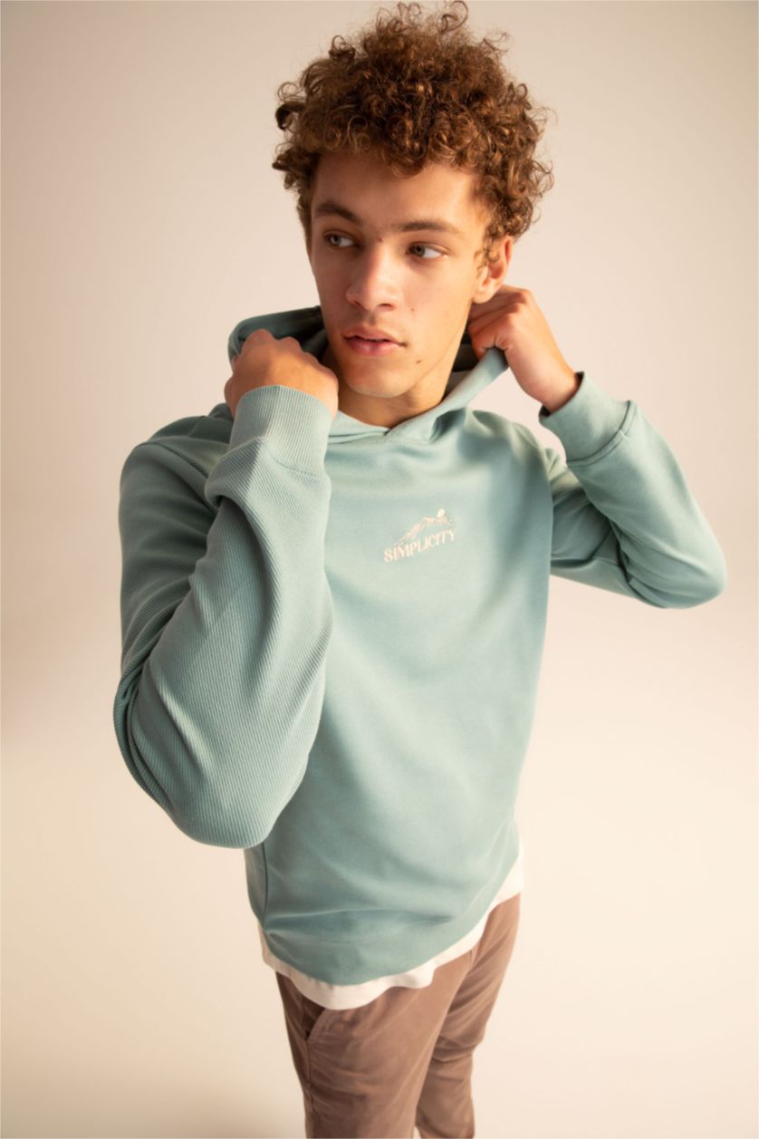 HOMME Vert Foncé Sweat-shirt à manches longues et col ras du cou coupe slim