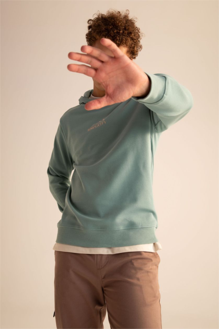 HOMME Vert Foncé Sweat-shirt à manches longues et col ras du cou coupe slim