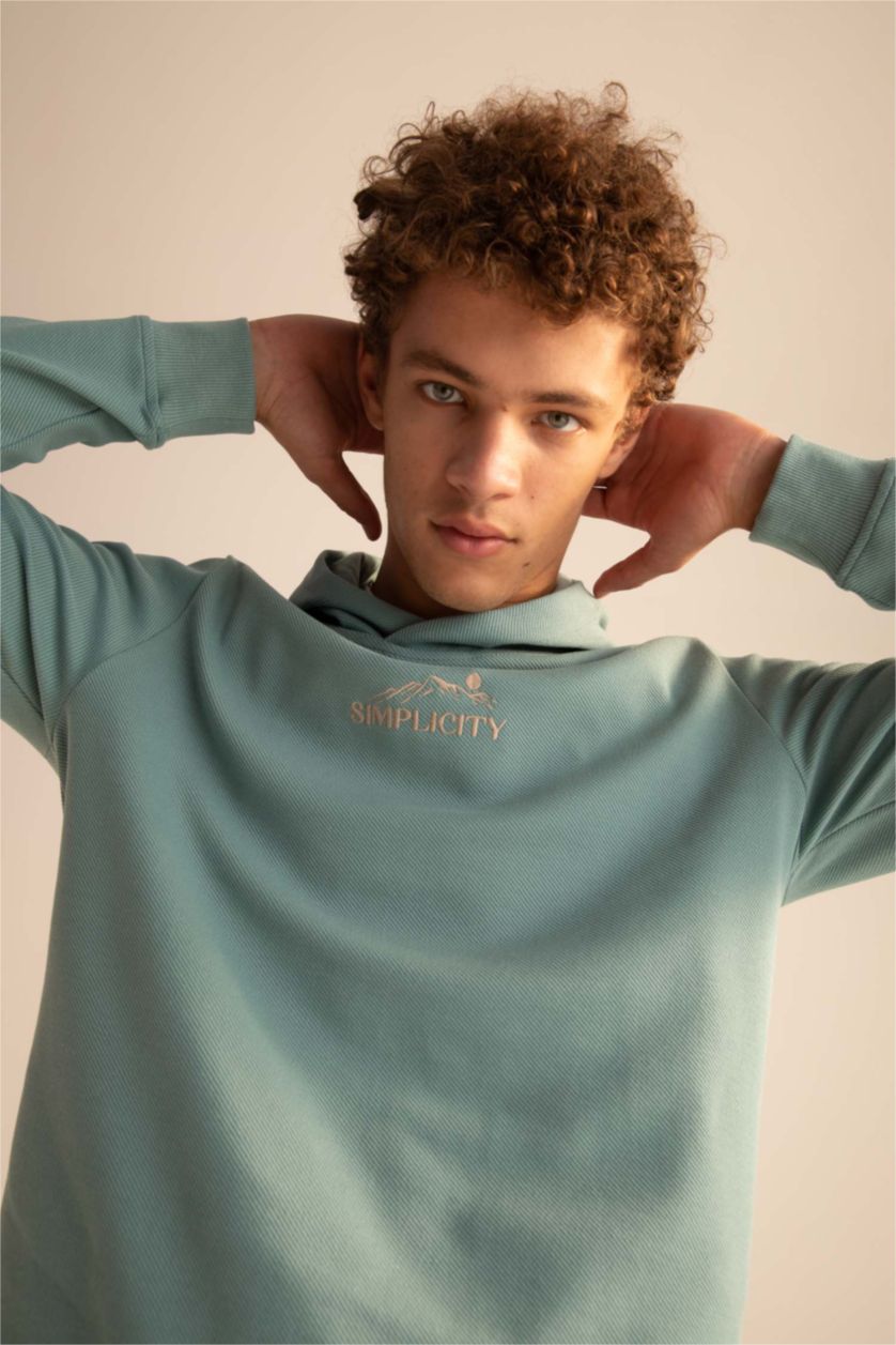 HOMME Vert Foncé Sweat-shirt à manches longues et col ras du cou coupe slim