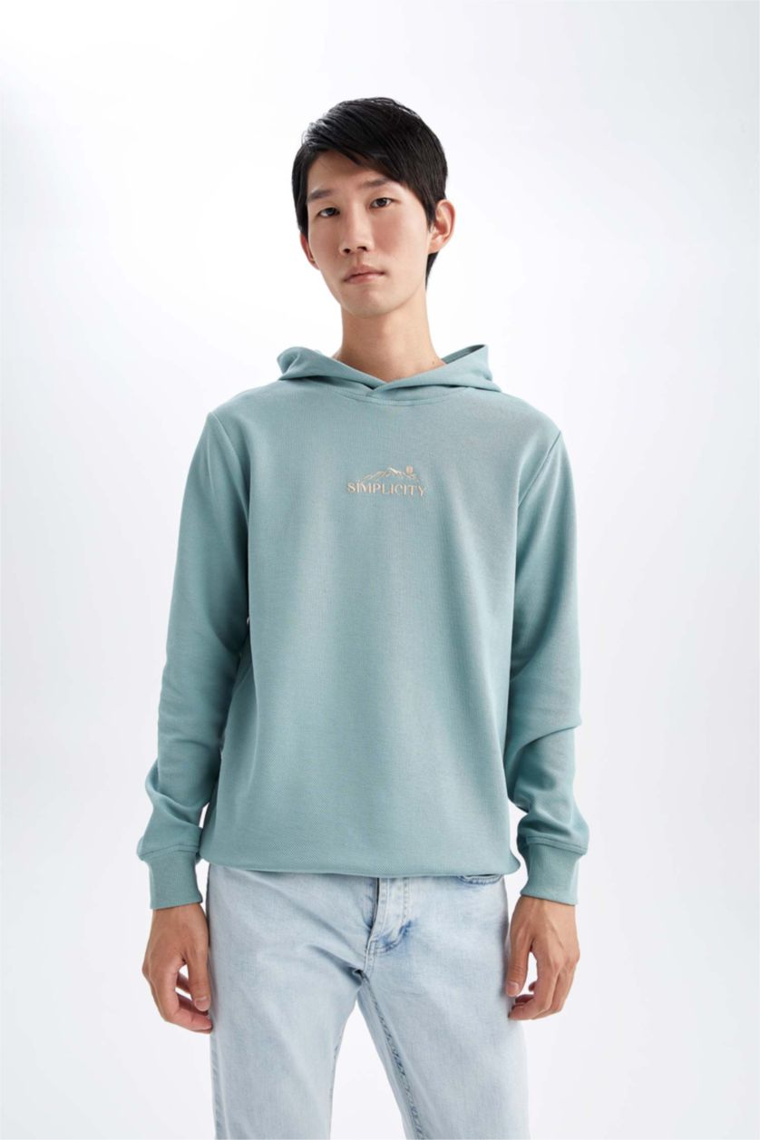 HOMME Vert Foncé Sweat-shirt à manches longues et col ras du cou coupe slim