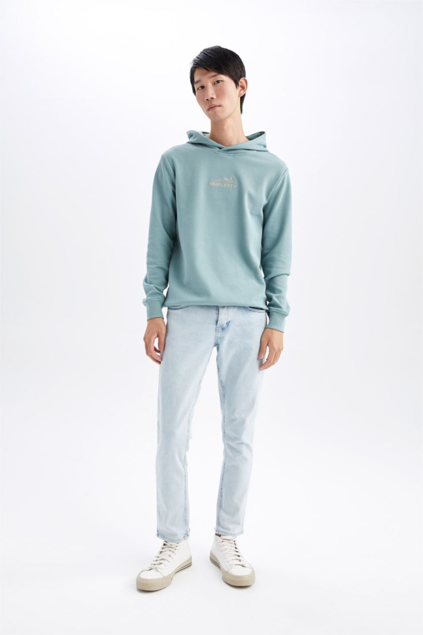 HOMME Vert Foncé Sweat-shirt à manches longues et col ras du cou coupe slim