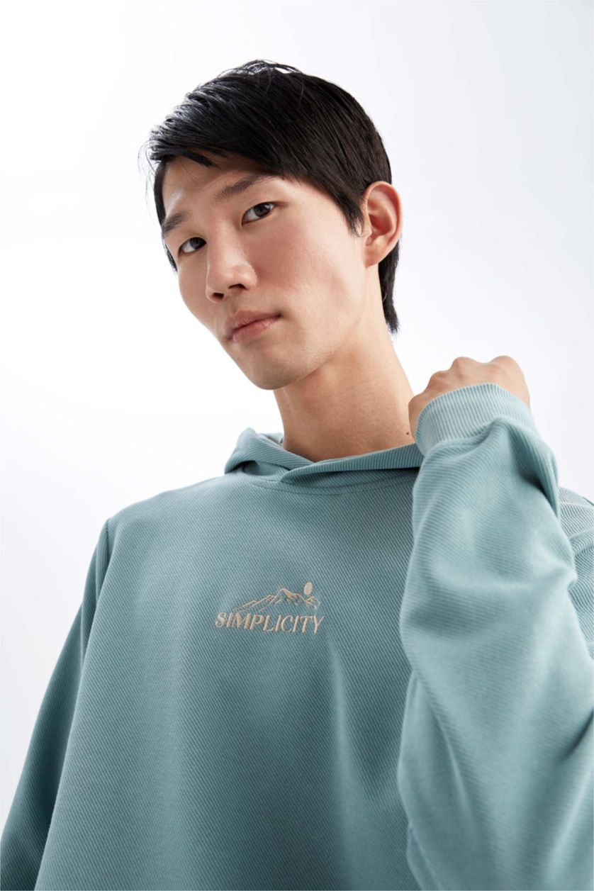 HOMME Vert Foncé Sweat-shirt à manches longues et col ras du cou coupe slim