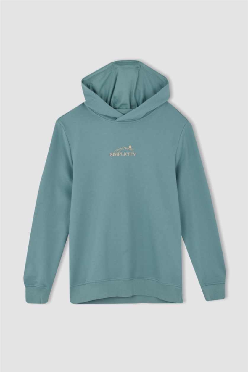 HOMME Vert Foncé Sweat-shirt à manches longues et col ras du cou coupe slim