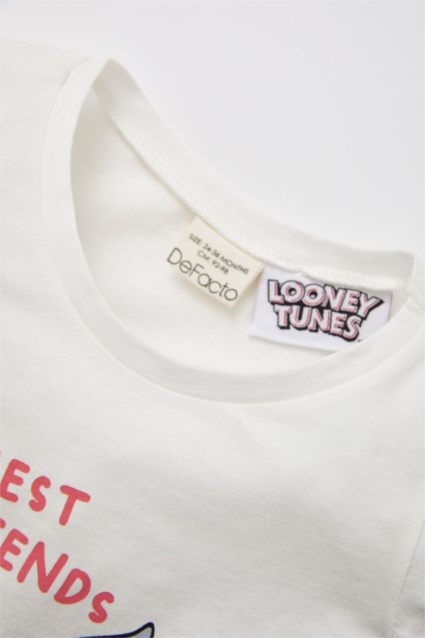 BÉBÉ FILLE Blanc Pyjamas En Tricot Col Ras Du Cou Manche Courte 2 Looney Tunes BéBé Fille