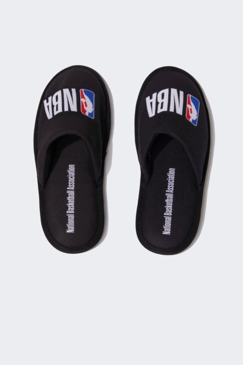 MAN Black Man NBA Licensed Flat Sole Slipper