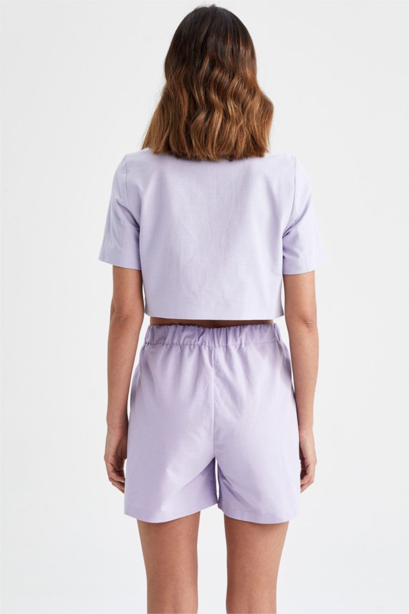 WOMAN Lilac Crop Linen Blend Short Sleeve Blazer