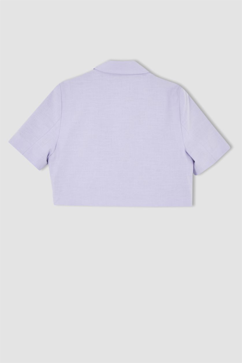 WOMAN Lilac Crop Linen Blend Short Sleeve Blazer