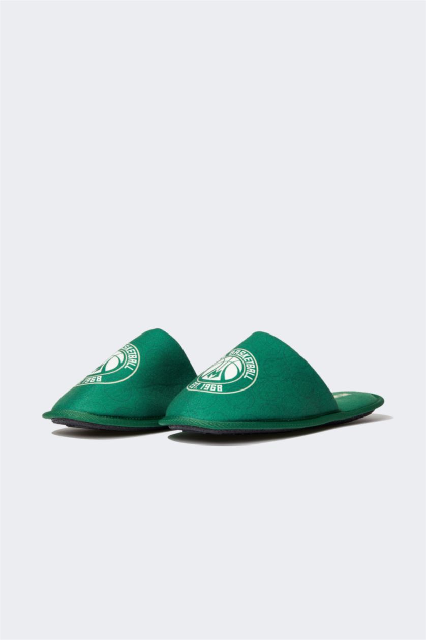 Erkek Yeşil Erkek NBA Milwaukee Bucks Düz Taban Ev Terliği