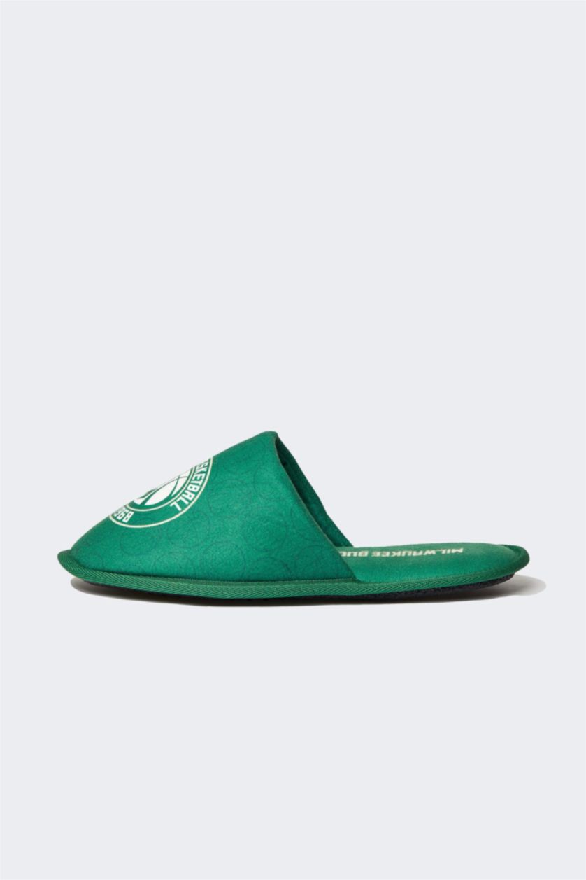 Erkek Yeşil Erkek NBA Milwaukee Bucks Düz Taban Ev Terliği