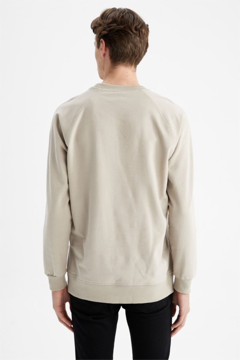 HOMME Beige Sweat- Shirt Coupe confort Col rond Manche Longue