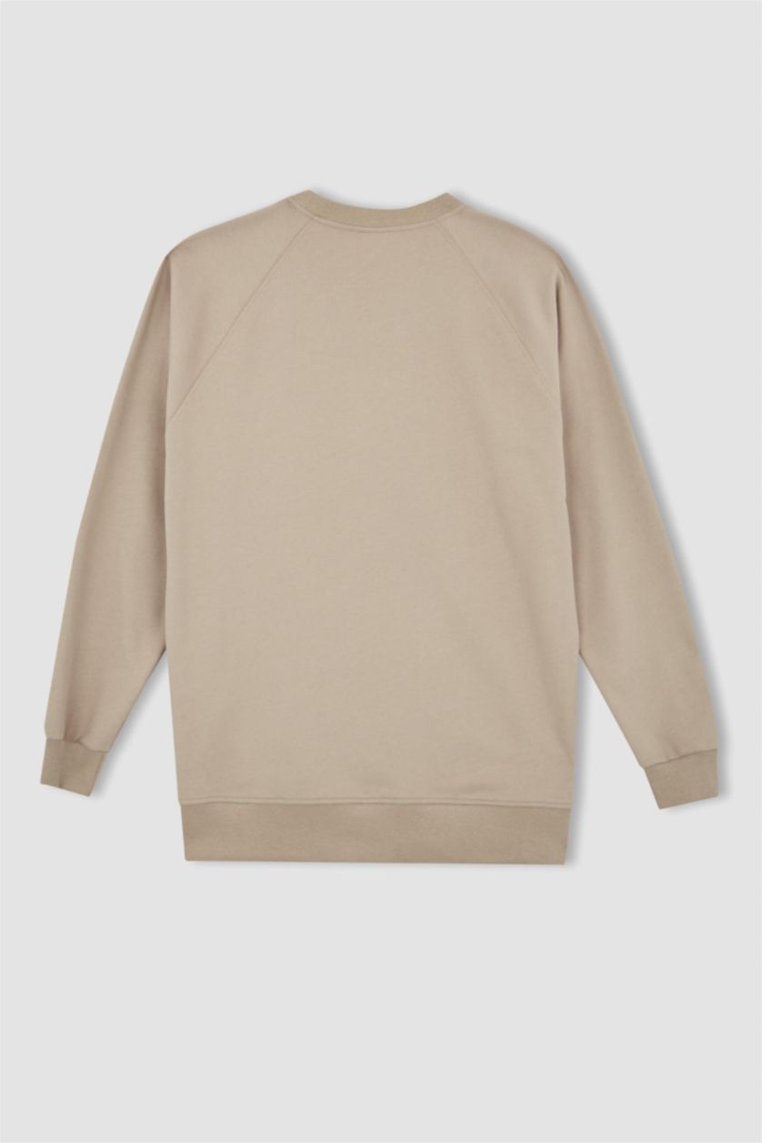 HOMME Beige Sweat- Shirt Coupe confort Col rond Manche Longue