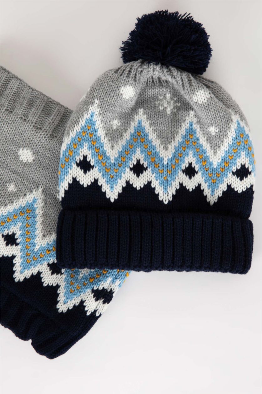 GARÇONS Karma Ensemble de 2 pièces Écharpe et bonnet à motifs pour garçon