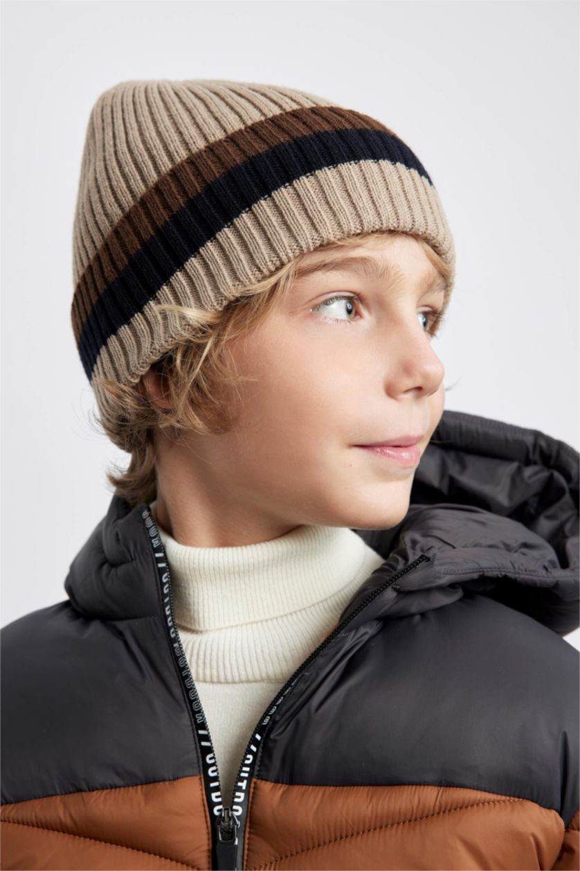 BOYS & TEENS Brown Boy Color Transition Knitwear Scarf Beret Set