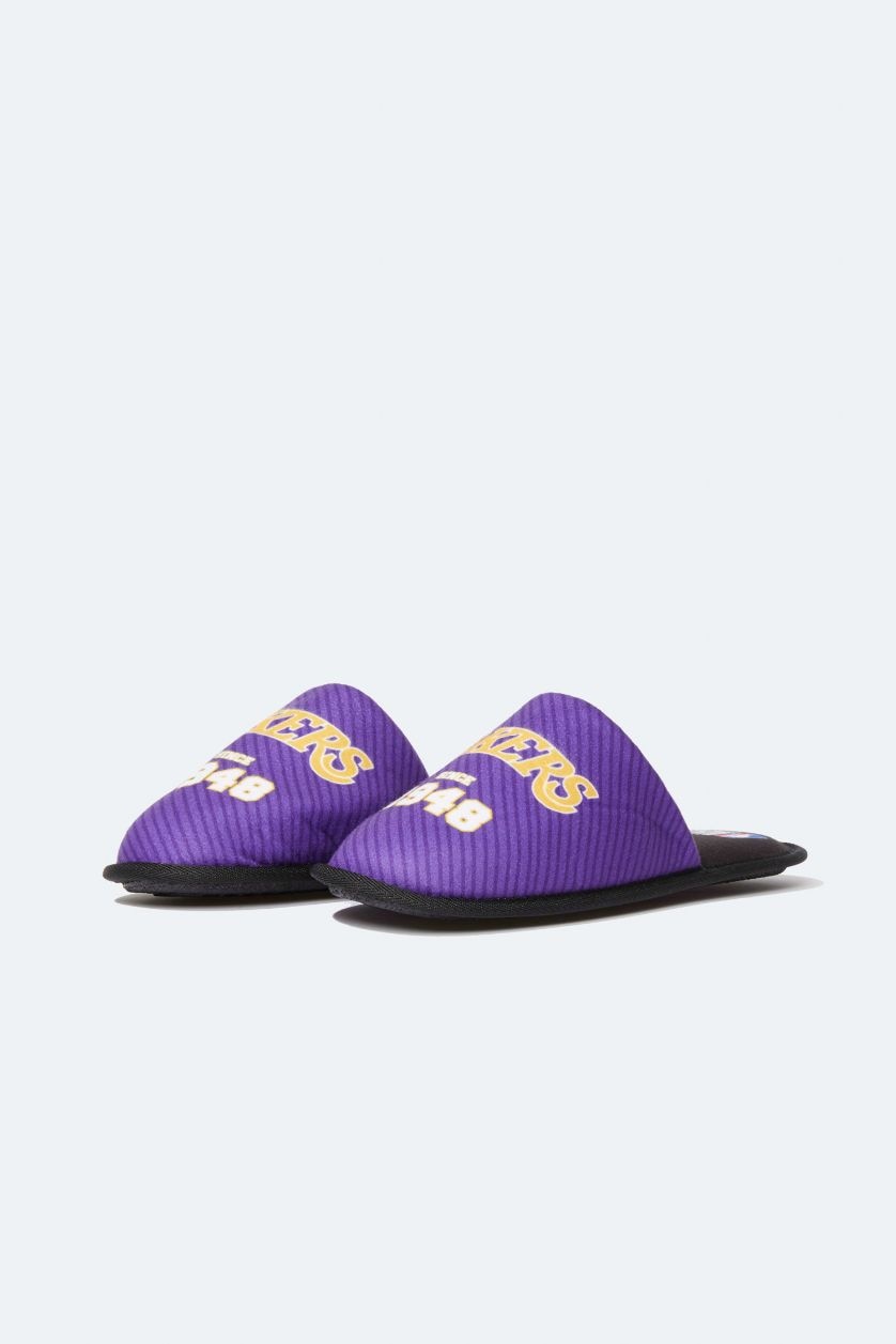 Erkek Mor Erkek NBA Los Angeles Lakers Düz Taban Slip On Ev Terliği