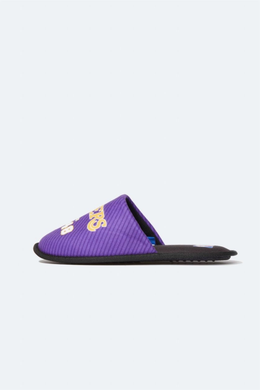 Erkek Mor Erkek NBA Los Angeles Lakers Düz Taban Slip On Ev Terliği