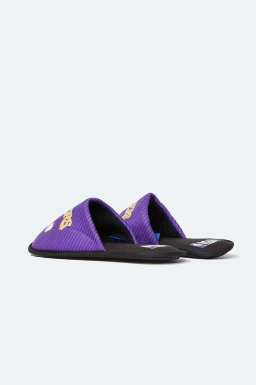 Erkek Mor Erkek NBA Los Angeles Lakers Düz Taban Slip On Ev Terliği