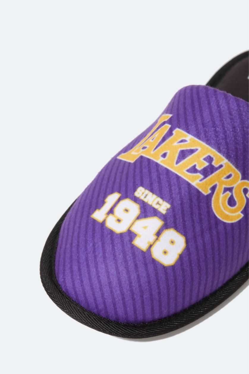 Erkek Mor Erkek NBA Los Angeles Lakers Düz Taban Slip On Ev Terliği