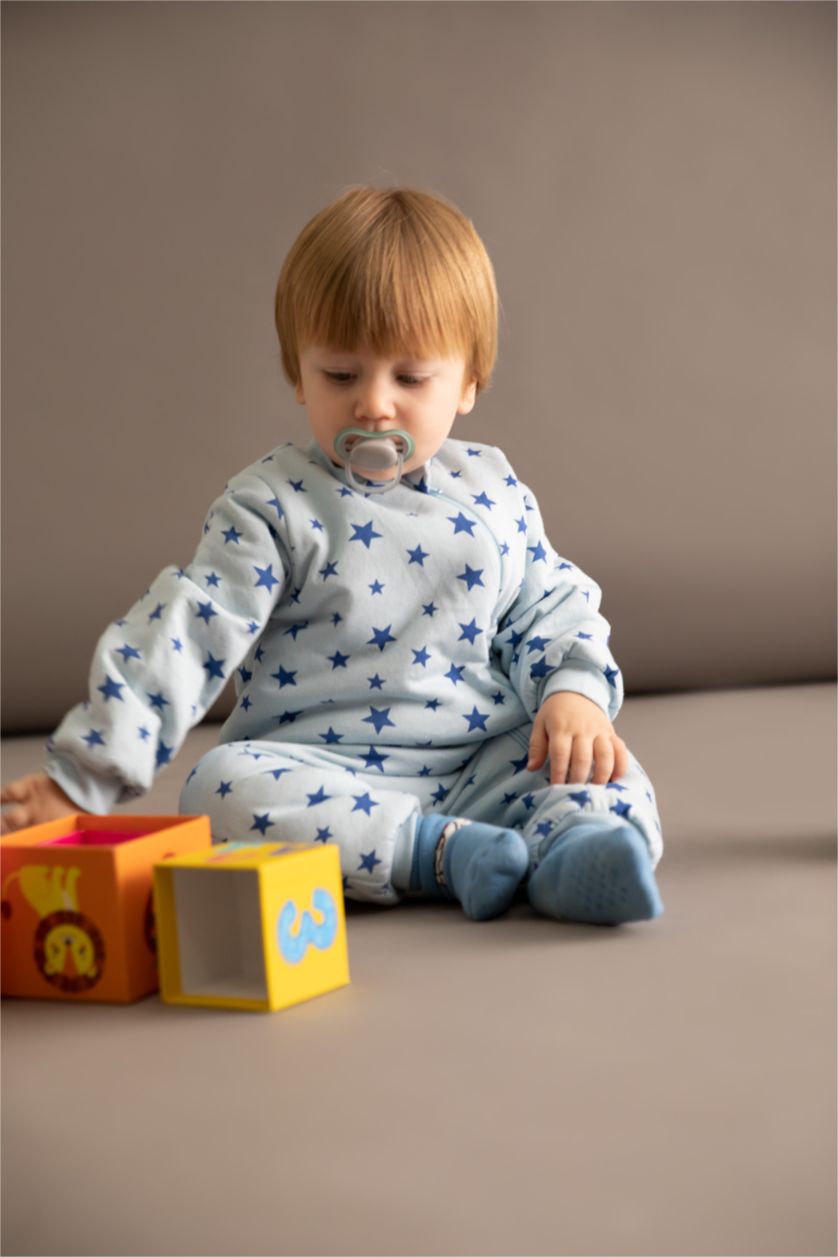 BABY GIRL Blue Baby Boy Newborn 2,5 Tog Star Patterned Sleeping Jumpsuit