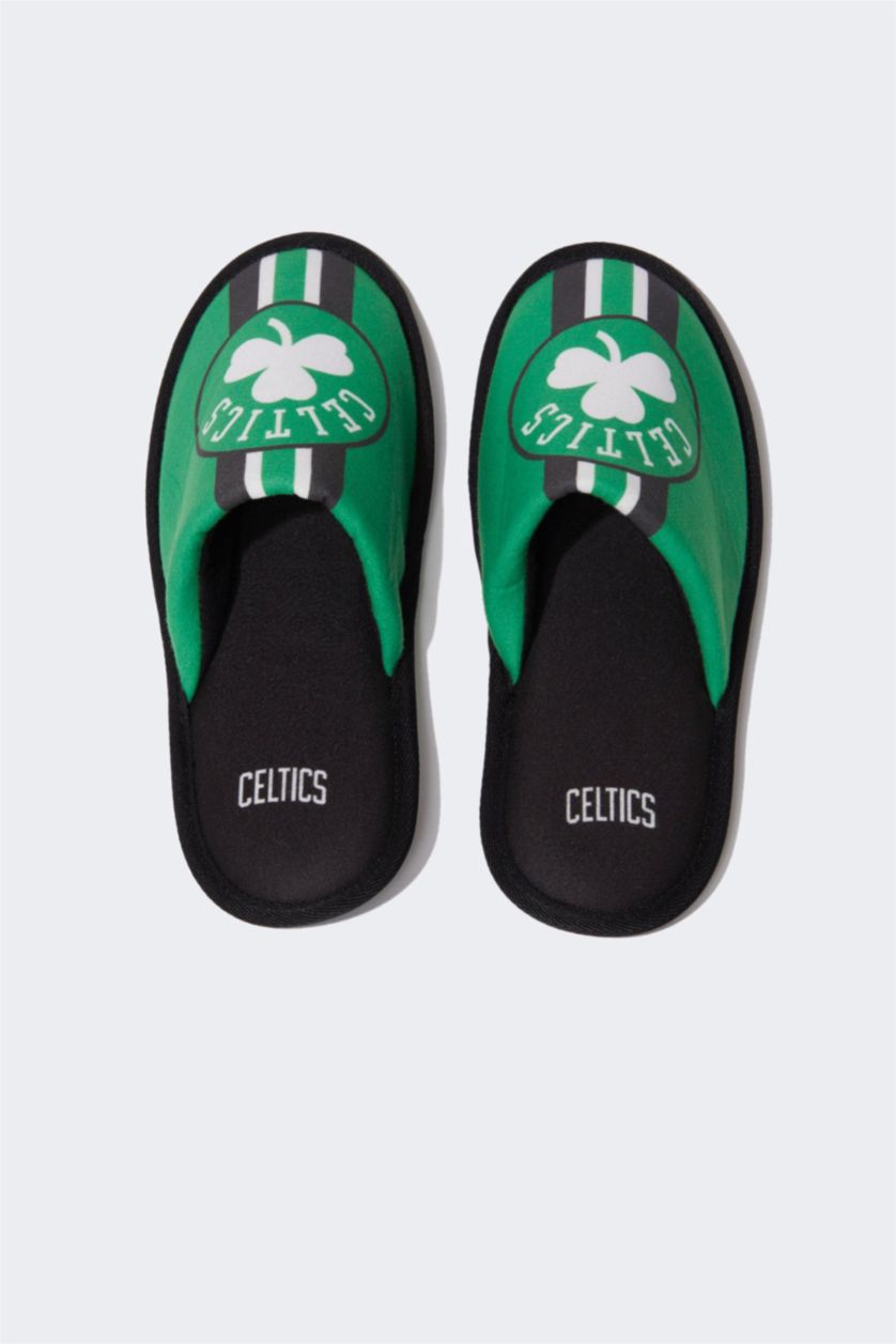 Erkek Yeşil Erkek NBA Boston Celtics Kışlık Düz Taban Ev Terliği