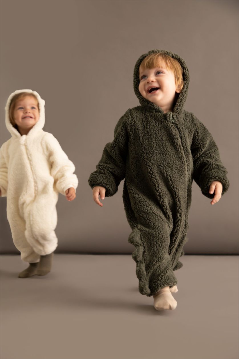 Малыши мальчики Хаки Комбинезон на молнии из плюша для малышей мальчиков