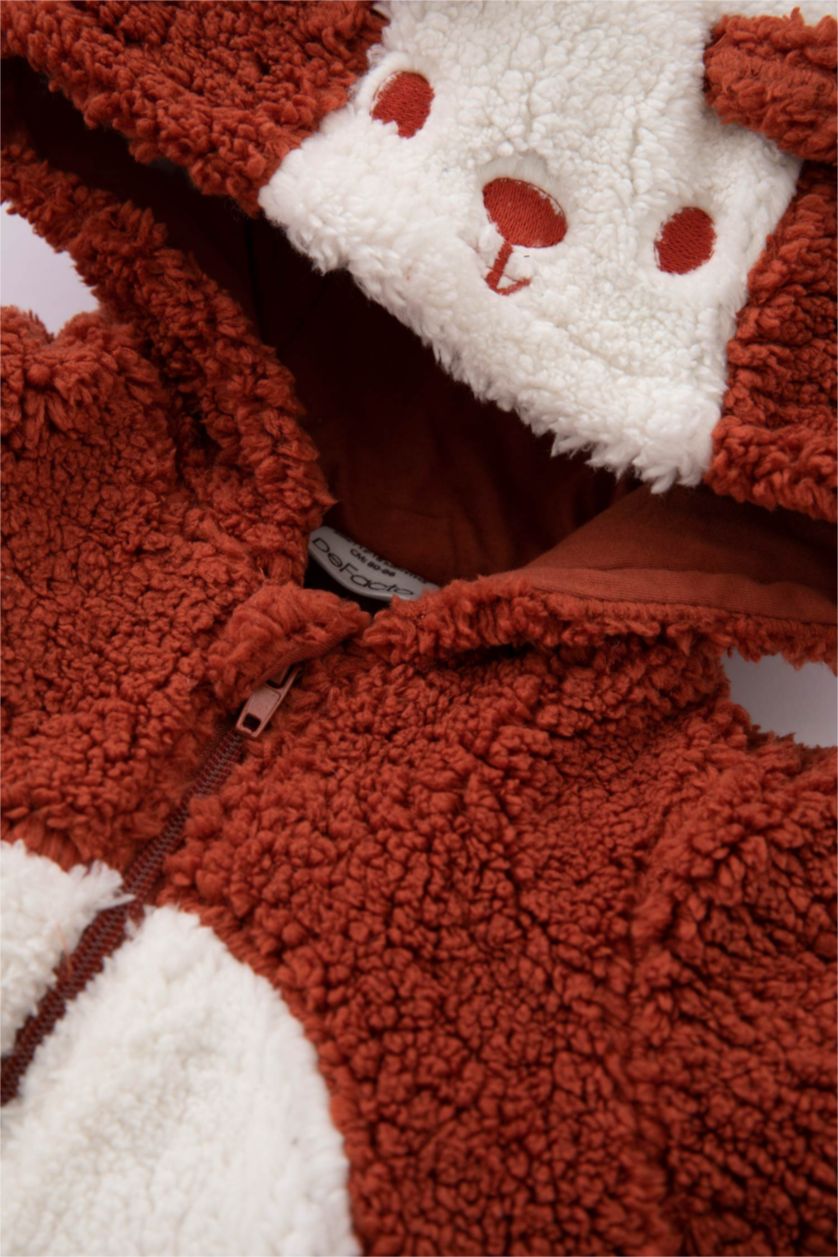 BABY GIRL Orange Baby Boy Hooded Plush Jumpsuit