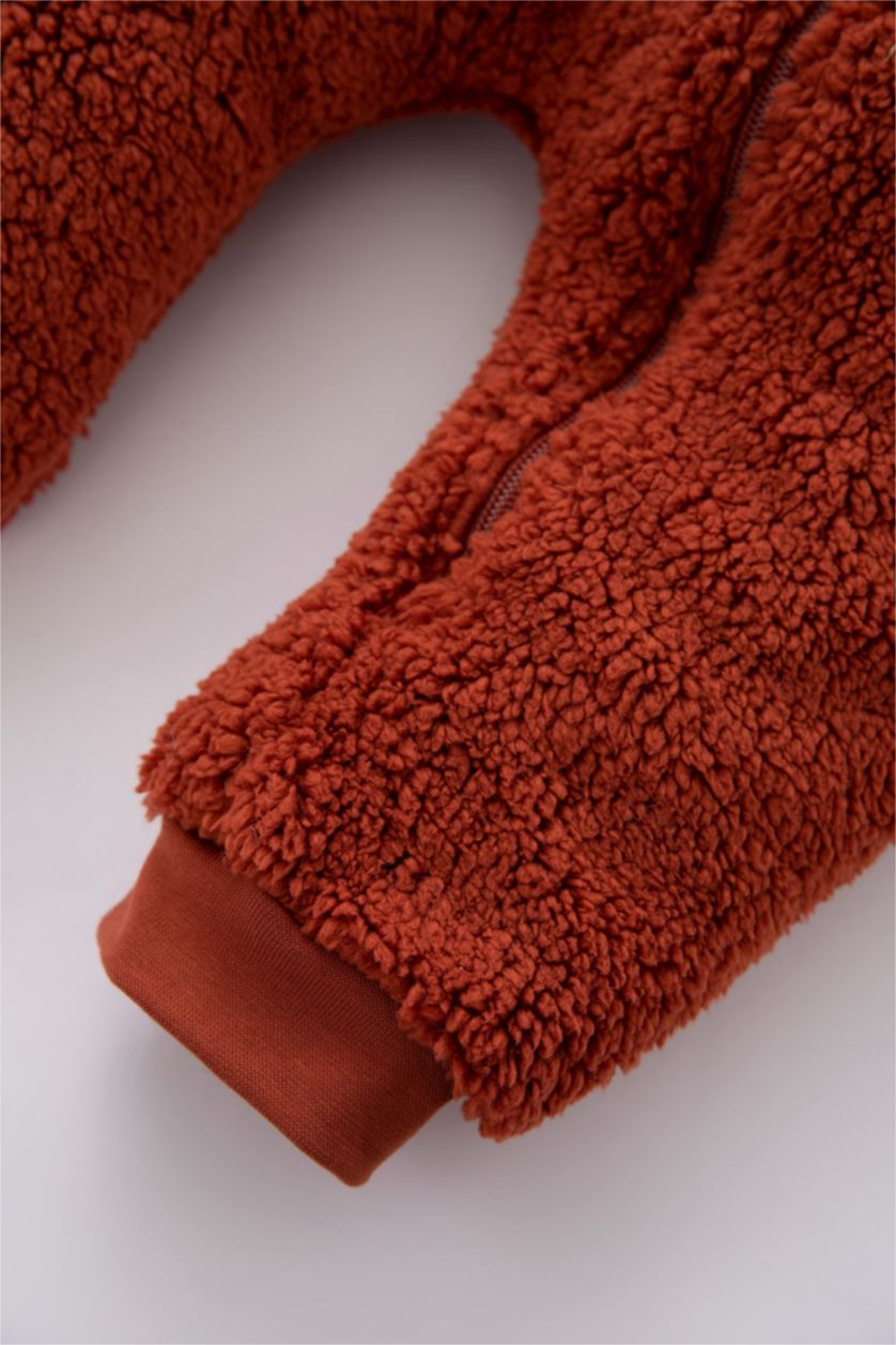 BABY GIRL Orange Baby Boy Hooded Plush Jumpsuit