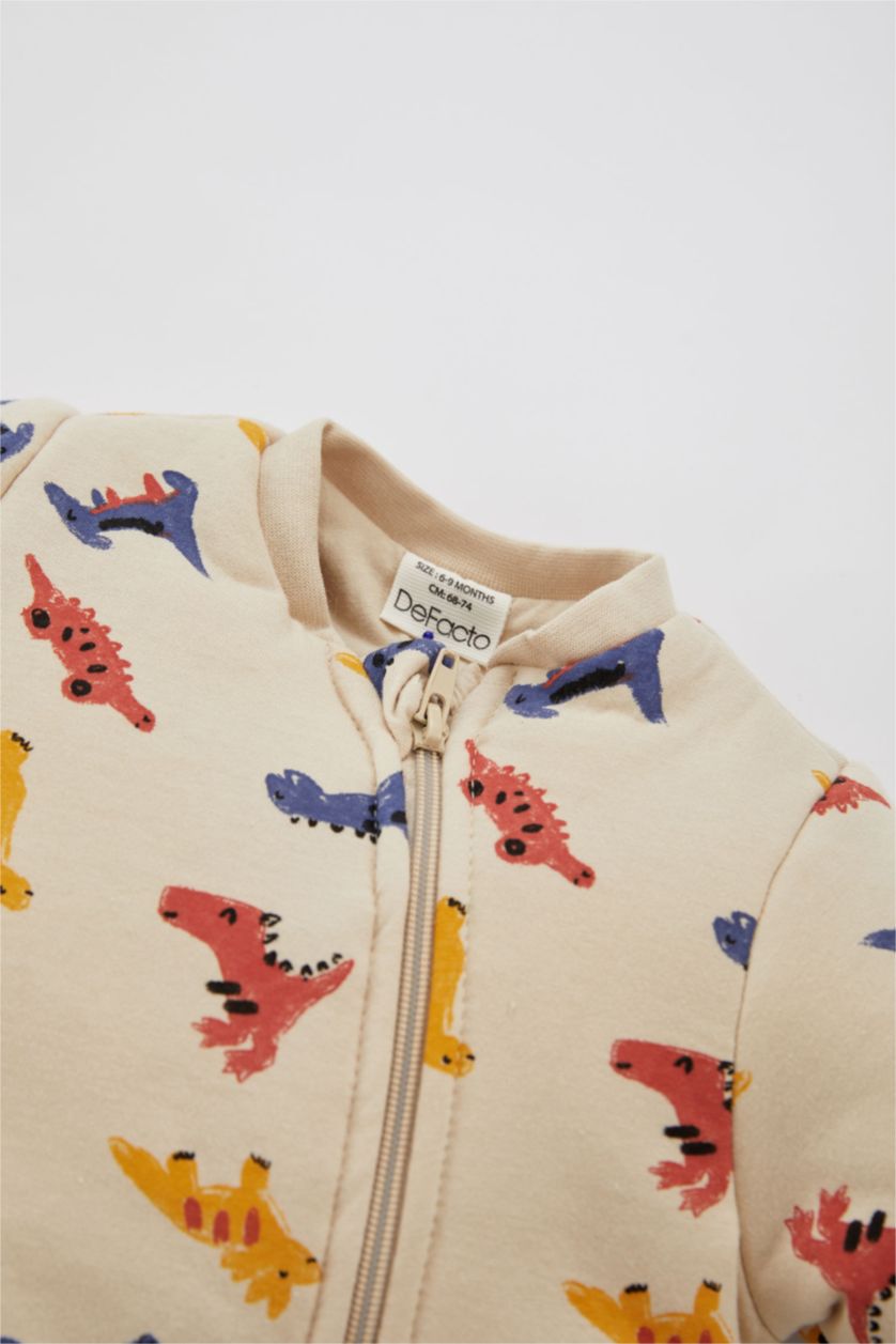 Erkek Bebek Bej Erkek Bebek Yeni Doğan 2,5 Tog Desenli Fermuarlı Uzun Kolu Uyku Tulumu