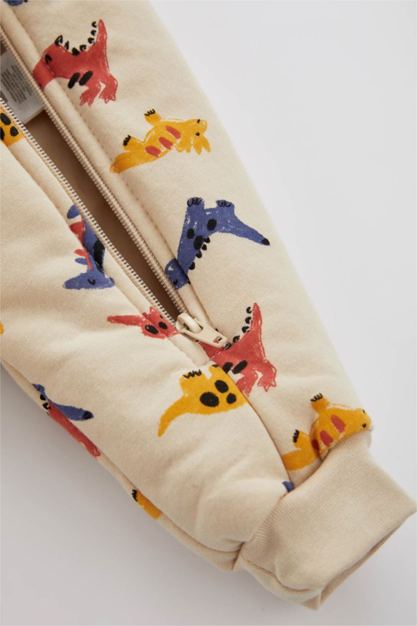 Erkek Bebek Bej Erkek Bebek Yeni Doğan 2,5 Tog Desenli Fermuarlı Uzun Kolu Uyku Tulumu