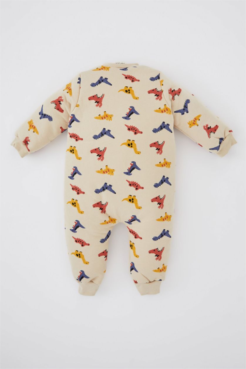Erkek Bebek Bej Erkek Bebek Yeni Doğan 2,5 Tog Desenli Fermuarlı Uzun Kolu Uyku Tulumu