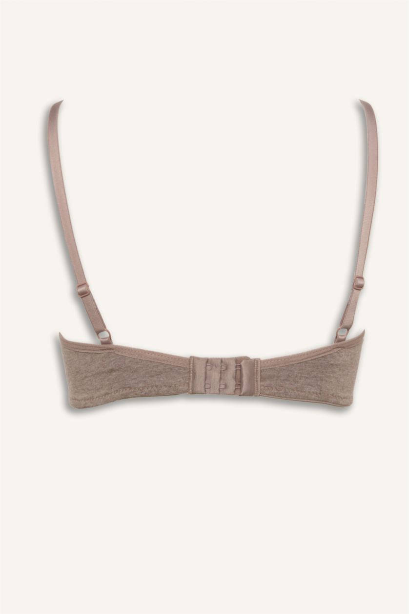 Kadın Açık Kahve Melanj Pamuklu Kaplı Pedli Balensiz Bra 