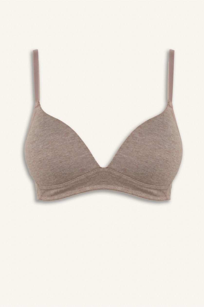 WOMAN Light Brown Melange Cotton Padded Non Wire Bra