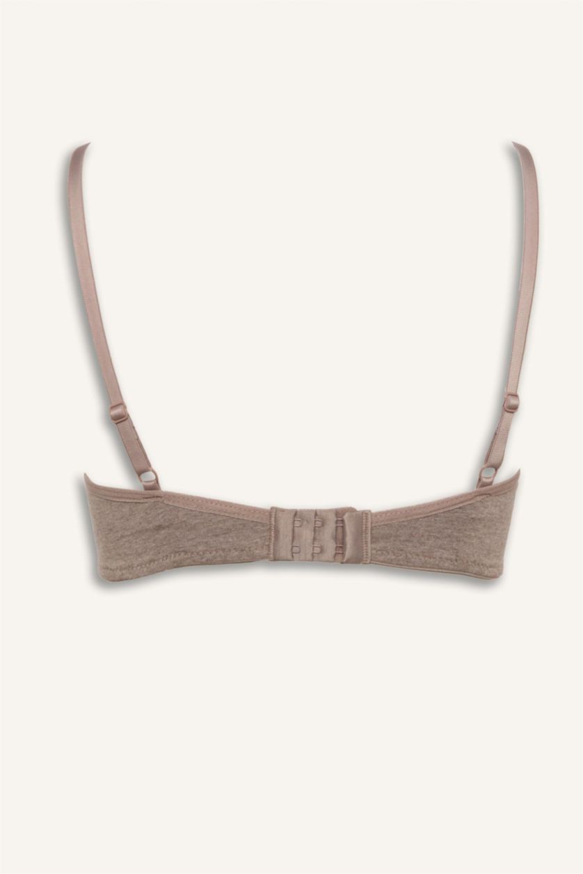 WOMAN Light Brown Melange Cotton Padded Non Wire Bra