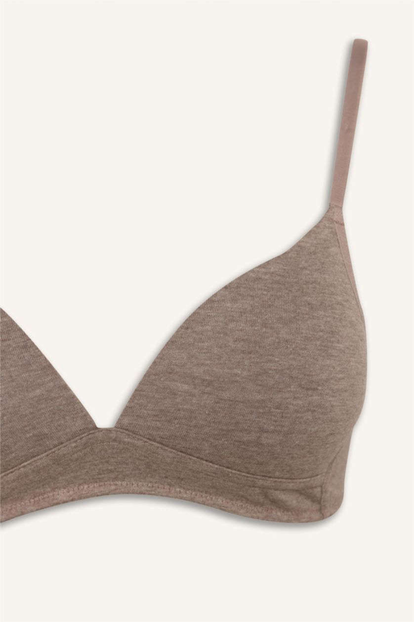 WOMAN Light Brown Melange Cotton Padded Non Wire Bra