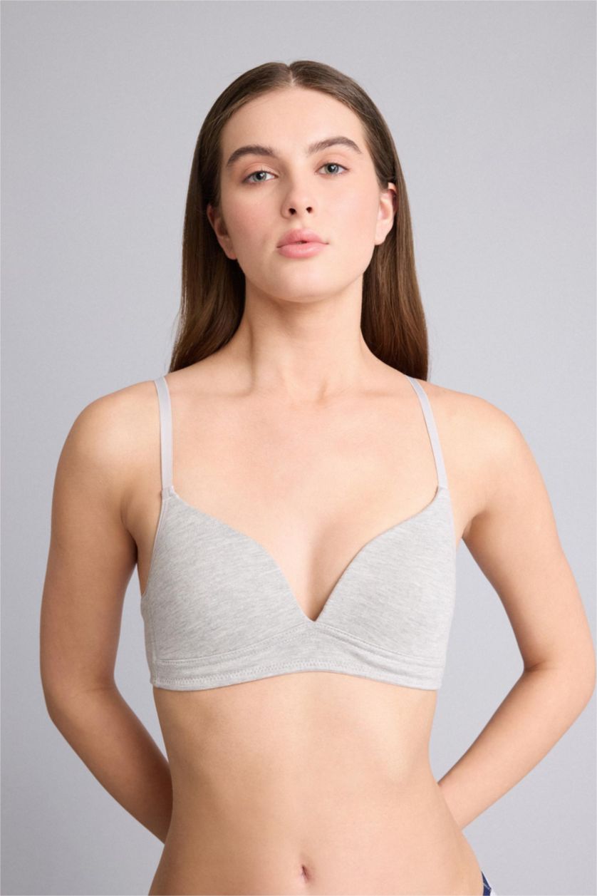 Женщины Серый меланж Fall in Love с кружевом из хлопка с чашечками с чашечками без косточек бюстгальтер