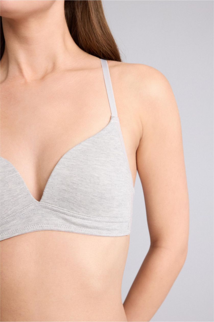 Женщины Серый меланж Fall in Love с кружевом из хлопка с чашечками с чашечками без косточек бюстгальтер